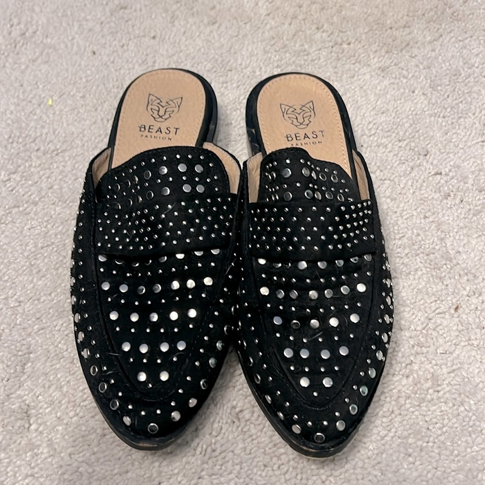 Slide on studded loafer